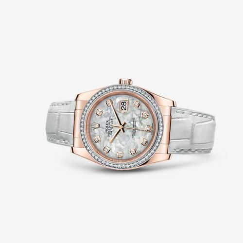 Datejust 36 Everose Strap White Mother of Pearl Diamonds