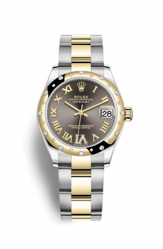 Datejust 31 Stainless Steel / Yellow Gold / Domed – Diamond / Grey – Roman / Oyster