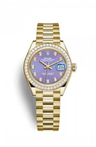 Lady-Datejust 28 Yellow Gold Diamond / President / Lavender Diamond