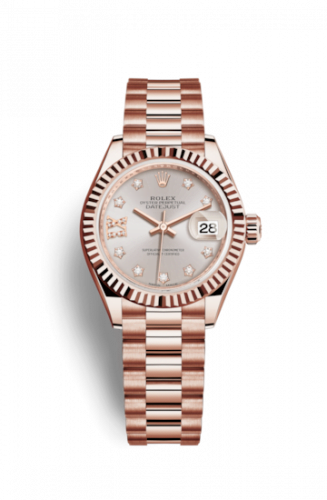 Lady-Datejust 28 Everose Fluted / President/  Sundust Diamond