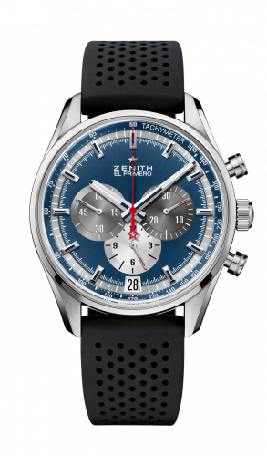 El Primero Chronomaster 42 Stainless Steel / Blue / Rubber